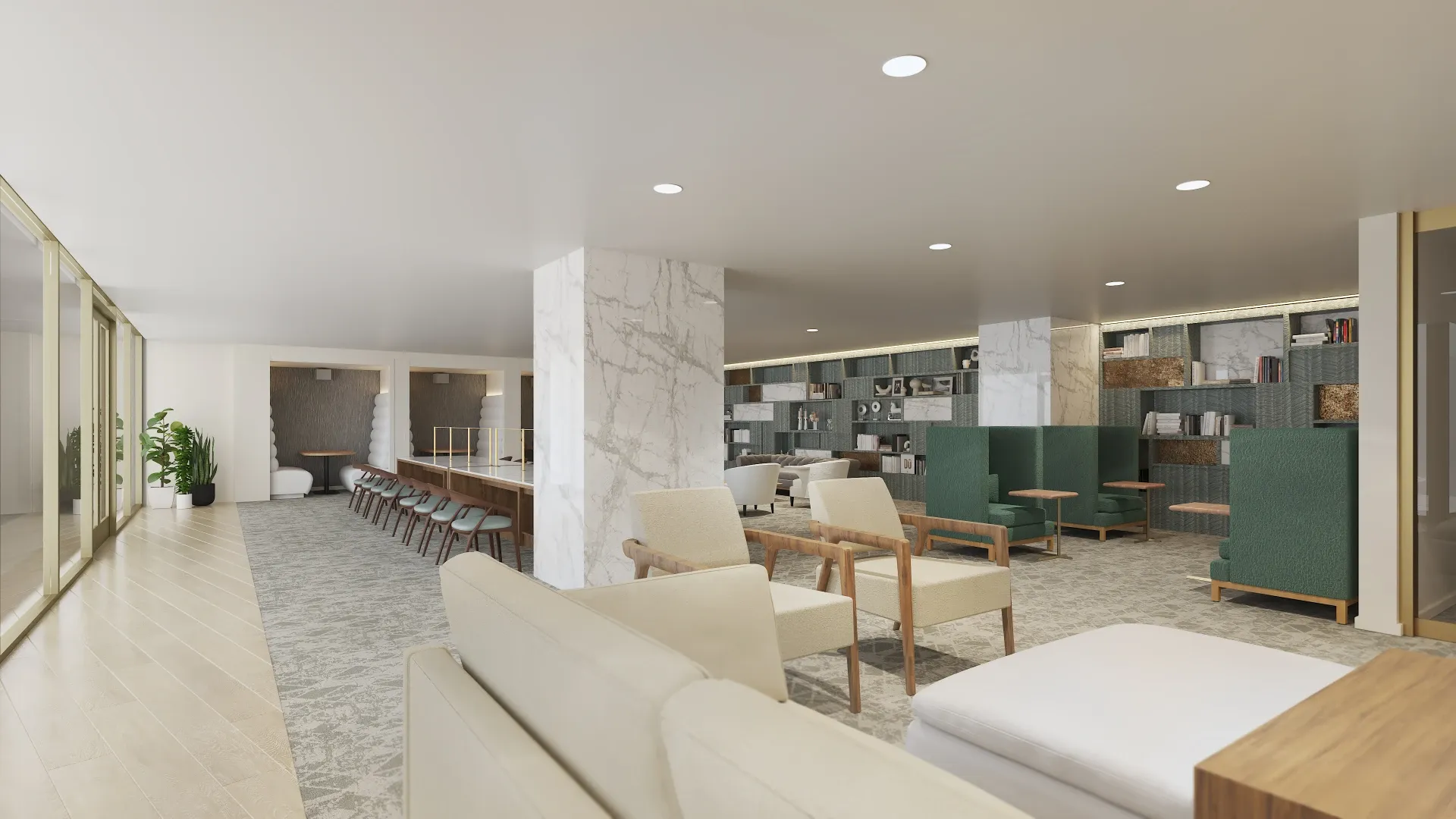 Rendering of a spacious library at Accolade